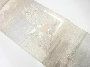 短冊に花鳥模様織り出し　袋帯